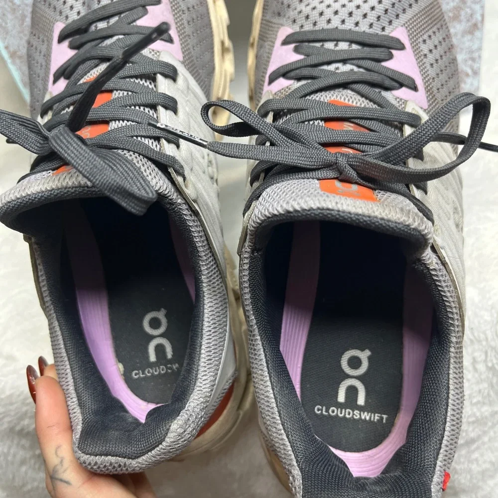 ON‎ Cloudswift Women's Running Shoes Gray Orange Pink Sz W10 UK8 EU42